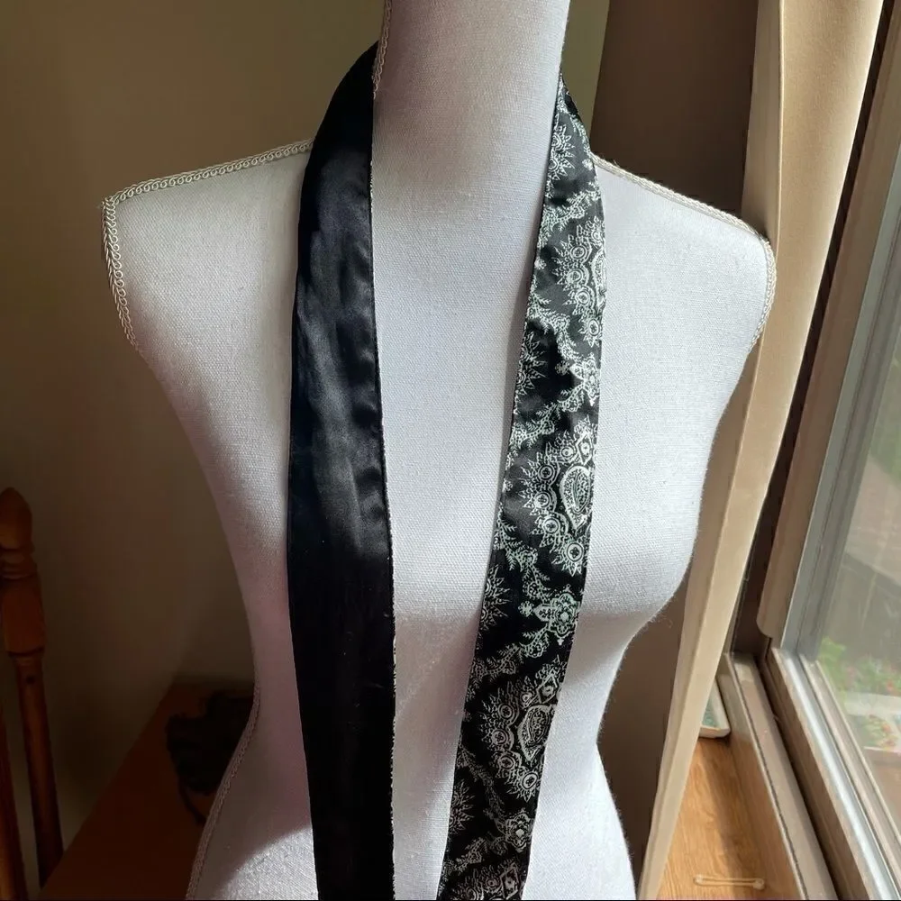 tie belts/slim scarves beige brown and black patterned